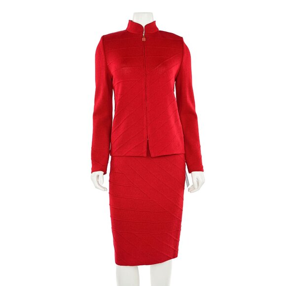St. John Dresses & Skirts - St. John Collection 2Pc Welted Jacket & Skirt Suit in Red sz 6/4